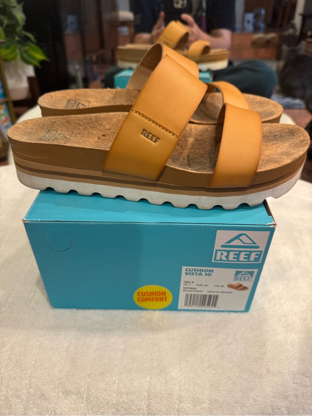 Reef Women's Mustard Double-Strap Slide Sandal